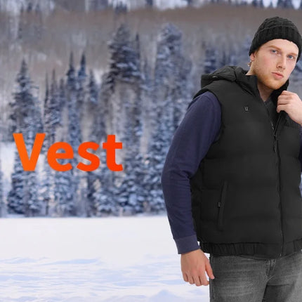 Heated Vest for Mens and Womens with 10000Mah Battery Pack, Detachable Heated Hood Heating Clothing, 3 Temperature Levels Electrically Heated Jacket, Szie XL