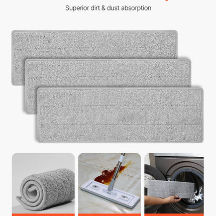 Mop And Bucket With Wringer Set, Wet & Dry Use, Flat Mop And Bucket System With 3 Washable Microfiber Pads, Flat Mop With Stainless Steel Handle, Mop Bucket Set For Hardwood Tile Vinyl