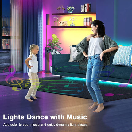 Led Lights Smart APP Control Music Sync Led Strip Lights RGB Color Changing Led Lights Strips with Remote Led Lights for Bedroom Kitchen and Party, 30Ft