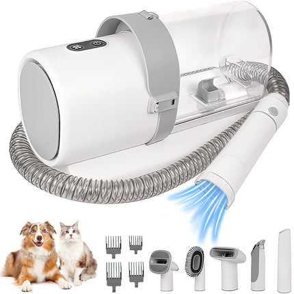 Pet Grooming Kit & Vacuum, 11Kpa Low Noise Pet Groomer Vacuum Suction with 3 Suction Mode, 5 in 1 Dog Vacuum, 2.5L Dustbin for Dogs, Cats and Other Animals