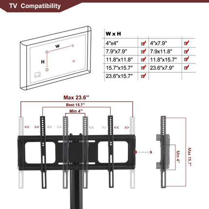 Corner TV Stand, 3-Tier Glass Floor TV Stand with Mount for 32-70" TV