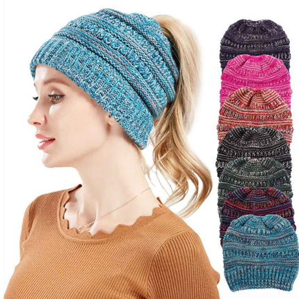 Mixed Color Knitted Wool Hat