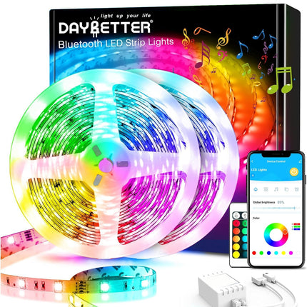 Smart Led Lights 30 Ft, 5050 RGB Led Strip Lights Kits with 24 Keys Remote, App Control Timer Schedule Led Music Strip Lights