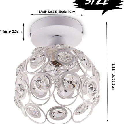 Crystal Ceiling Light Mini Crystal Chandelier Semi Flush Mount Ceiling Light White Finished Ceiling Lighting Bedroom Kitchen Living Room Modern Pendant Lighting Fixture,E26 Socket