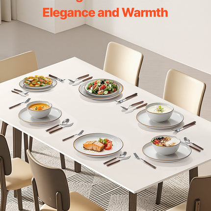 18 PCS Dinnerware Set Ceramic Plates And Bowls Sets Service For 6 White