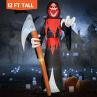 12 FT Halloween Inflatable Giant Grim Reaper Decoration with Built-In Leds,Grim Reaper with Scythe Halloween Decorations Outdoor Blow up Yard Lawn Decoration