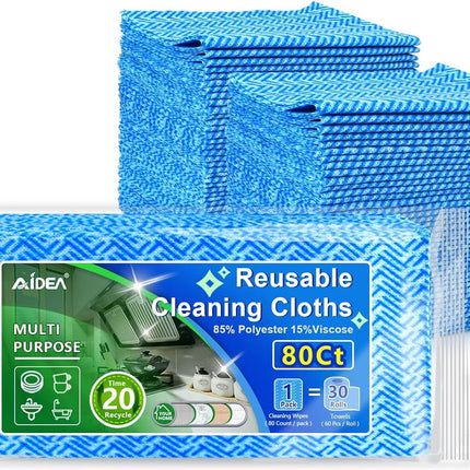 Cleaning Wipes, Multi-Purpose Towel Reusable Cleaning Cloths-80Ct(1 Pack), Domestic Cleaning Wipes, Cleaning Towels, Dish Cloths-(12''X24'')