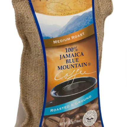 Jamaica Blue Mountain Coffee Certified 100 Pure, Roasted Ground 1 Lb