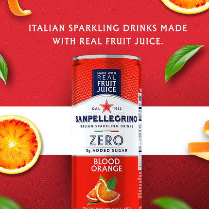 Italian Sparkling Drink, Zero Sugar, Aranciata Rossa, Orange & Blood Orange, 24 Cans