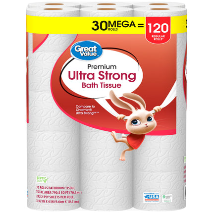 Ultra Strong Toilet Paper, 30 Mega Rolls