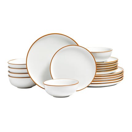 18 PCS Dinnerware Set Ceramic Plates And Bowls Sets Service For 6 White