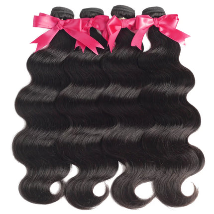 Body Wave Bundles Human Hair 8A Unprocessed Virgin Remy Brazilian Hair Weave 10 12 14 16 Inch 4 Bundles 400G Double Weft Natural Color for Black Women