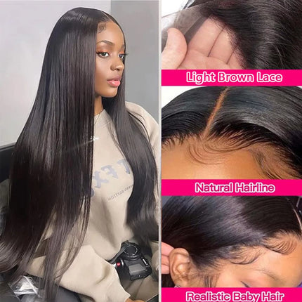 Bundles with Closure Straight Human Hair Brazilians 3 Bundles with 4X4 Lace Closure Natural Black Color 18 20 22+16