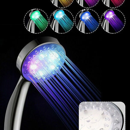 Handheld 7 Color Changing LED Light Water Bath Home Bathroom Shower Head Glow