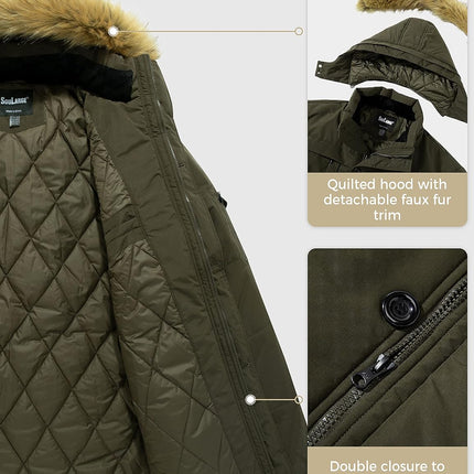 Men'S Big and Tall Winter Warm Heavy Hooded Parka Jacket