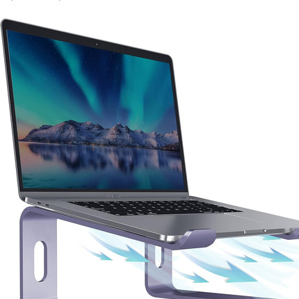 Laptop Stand, Aluminum Computer Riser, Ergonomic Laptops Elevator for Desk, Metal Holder Compatible with 10 to 15.6 Inches Notebook Computer, Purple