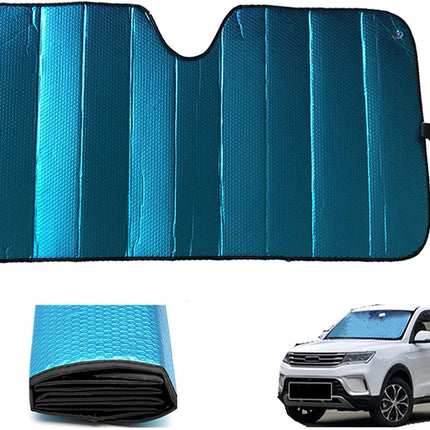 Car Windshield Sunshade-Thicken 5-Layer Bubble Block Heat and Sun UV Rays,Front Windshield Sun Shade,Sun Visor for Car- Keeps Your Vehicle Cool - 58 X 27.5 Inch (Blue)