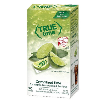 (100 Packets) True Lime Sugar Free, On-The-Go, Caffeine Free Powdered Drink Mix