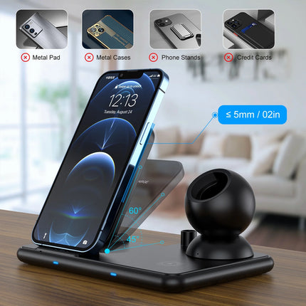 Wireless Charger 4 in 1 Charging Station 15W for Iphone/Samsung/Pixel, Iwatch, Earbuds, Apple Pencil 1