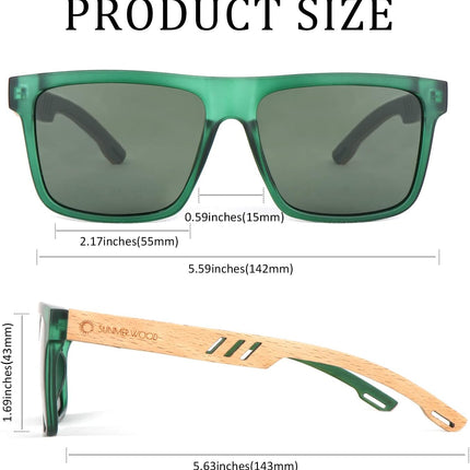 Wood Sunglasses for Men and Women Vintage Polarized Lenses Uv Protection Bamboo Wooden Sun Glasses