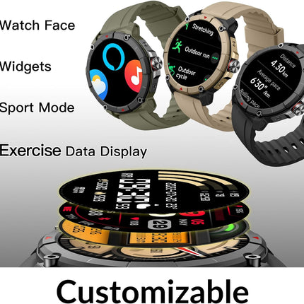 Running Watch, GPS Smart Watch That Record Your Pace, Heart Rate and More Exercise Data,100+ Sport Modes,Customized Plan,Waterproof,Bluetooth Calling,Alexa Built-In,Gps Watch for Men & Women