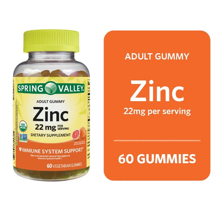 Immune System Support Zinc Supplement Gummies, Grapefruit, 22 Mg, 60 Count