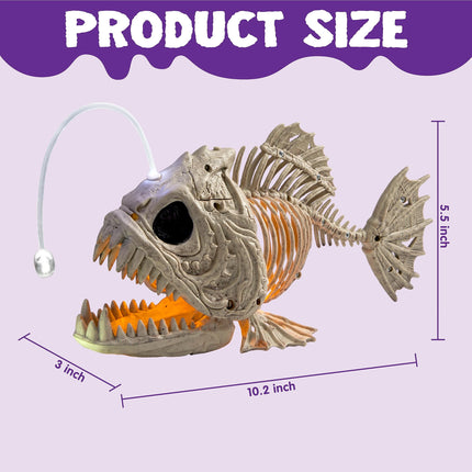 Halloween Skeleton Fish Skeleton Halloween Decor,Plastic Skeleton with LED Eye for Halloween Decoration Outdoor Haunted House Party