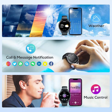 Smartwatch for Men Android Iphone: Smart Watch with Call & Text IP68 Waterproof Fitness Tracker for Sport Running Digital Watches with Heart Rate Blood Pressure Sleep Monitor Step Counter Round