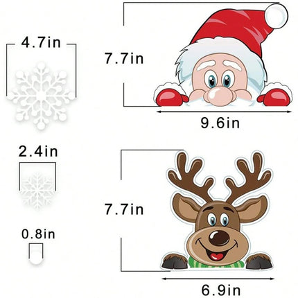 4 Sheets Of Christmas Window Clings For Glass,Santa Claus, Snowflake Wall Stickers, Static Clings, Xmas Window Decorations, Ornaments For New Year, Christmas Holiday Party Room Decorations