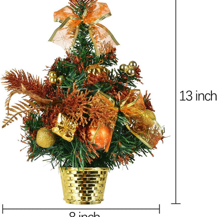 Mini Potted Christmas Tree PVC Material Trees Tabletop Pine Trees Christmas Potted Desktop Ornament Xmas Party Decorations (Gold)