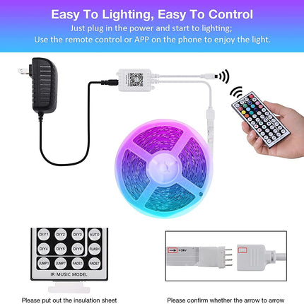 Led Lights for Bedroom 65.6 Ft, Ultra Long 5050 RGB Led Strip Lights, Smart Music Sync Led Lights Color Changing, Bluetooth App & Remote Control for Room Party Christmas Kitchen