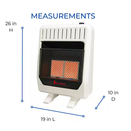 20,000 BTU, Dual Fuel Ventless Infrared Plaque Heater with Base and Blower, T-Stat Control