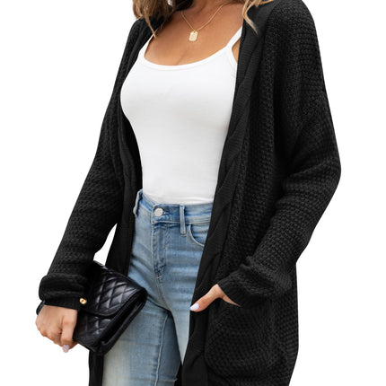 Women Cardigan Sweater Chunky Cable Knit Loose Cardigan with Pockets S-XXL