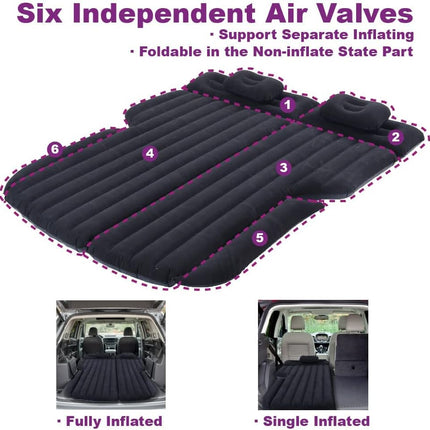 Inflatable Car Mattress, Car Bed for Back Seat, Car Air Mattress with Auto Air Pump, Portable Camping Mattress, Sleeping Pad (SUV Black)