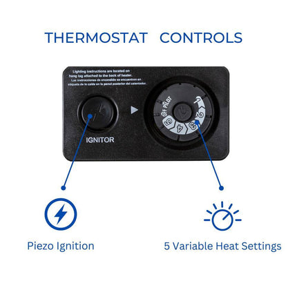 20,000 BTU, Dual Fuel Ventless Infrared Plaque Heater with Base and Blower, T-Stat Control