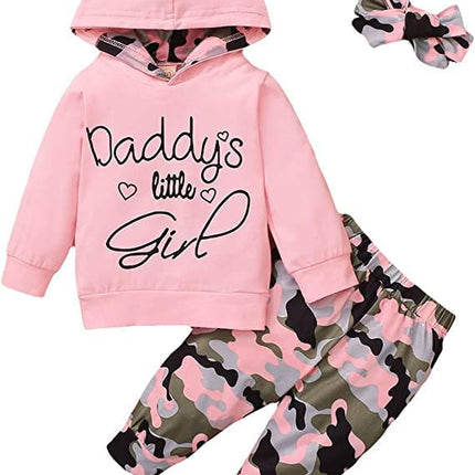 Baby Girl Clothes,Hooded Long Sleeve Printed Leopard Pants Headband Sweatshirt Toddler Outfit Clothing Sets