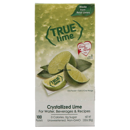 (100 Packets) True Lime Sugar Free, On-The-Go, Caffeine Free Powdered Drink Mix