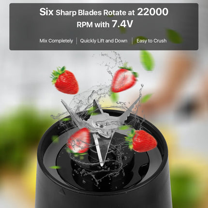 Portable Personal Blender Cup for Smoothies and Shakes, Small Smoothie Blender Mini Machine with USB Rechargeable, 480Ml