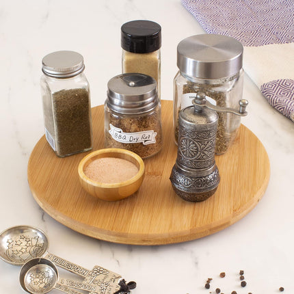 10” Bamboo Wood Lazy Susan Organizer for Kitchen, Turntable for Cabinet, Countertop, Table or Pantry