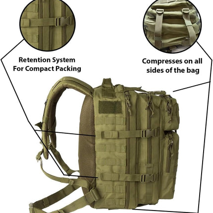 Bravo Backpack - Large Military Hiking Backpack 34L - Molle Hunting Backpack for Men - Waterproof Heavy-Duty Backpack - Tactical Rucksack Backpack - Hydration Pack Compatible (Olive Drab)