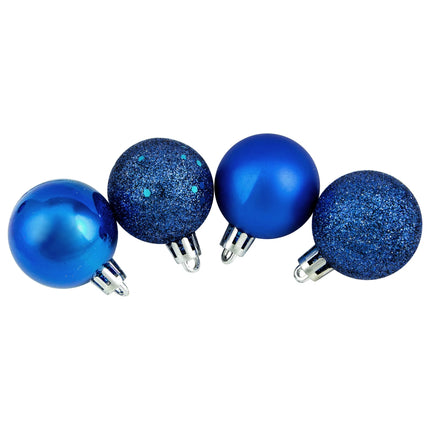 96Ct Shatterproof 4-Finish Christmas Ball Ornament Set 1.5" - Blue