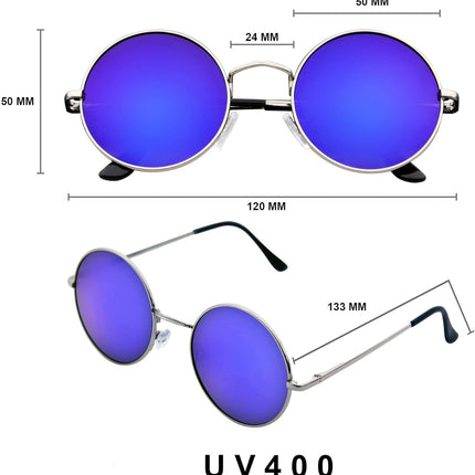 Mens Womens Retro Inspired Sunglasses round Hippie Shades Retro Colored Lenses