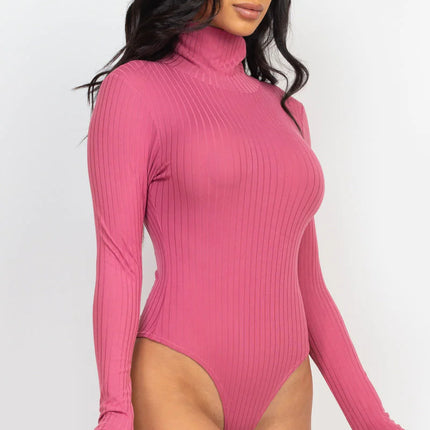 Ribbed Turtle Neck Long Sleeve Bodysuit (CAPELLA)