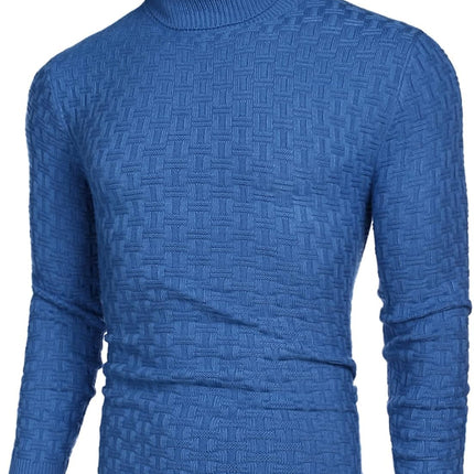 Men'S Slim Fit Turtleneck Sweaters Casual Cable Knitted Soft Pullover Sweaters