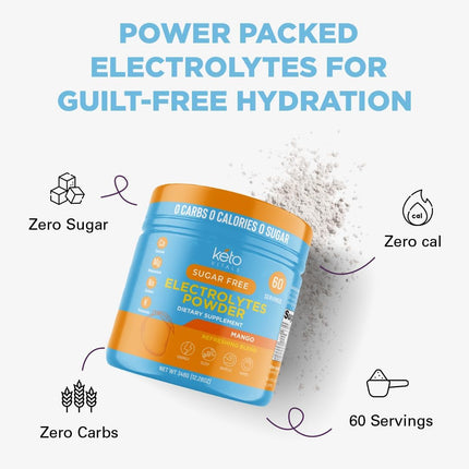 Electrolytes Powder | Keto-Friendly Electrolytes with Potassium, Magnesium, Sodium, Calcium | Keto Electrolytes Supplement Energy Drink Mix | Sugar-Free, Zero Calories, Zero Carbs