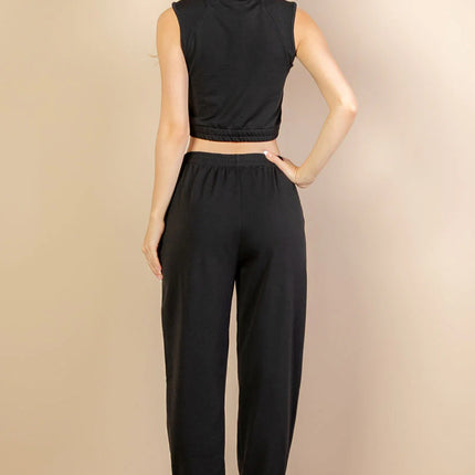 French Terry Elastic Waist Tank Top & Joggers Set (CAPELLA)