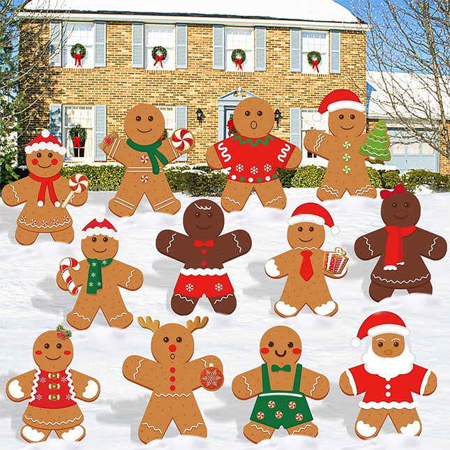 12 Christmas Gingerbread Man Yard Signs