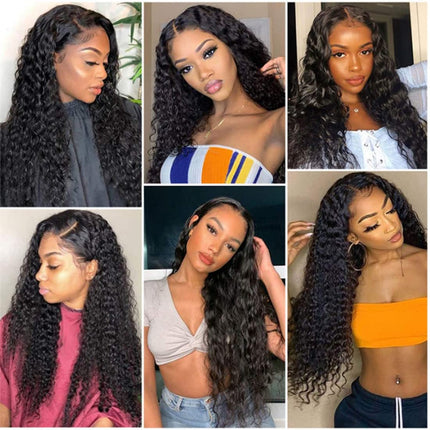 Lace Front Wigs Human Hair Water Wave 4X4 Wigs for Black Women Wet and Wavy Human Hair Lace Front Wigs Pre Plucked with Baby Hair 150% Density Brazilian Virgin Human Hair Wig 20 Inch