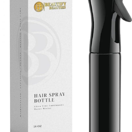 Hair Spray Bottle – Ultra Fine Continuous Water Mister for Hairstyling, Cleaning, Plants, Misting & Skin Care (Black, 10.1)