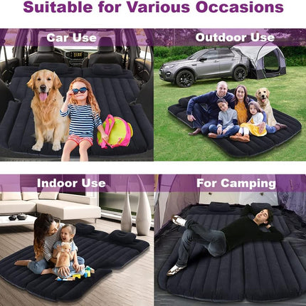 Inflatable Car Mattress, Car Bed for Back Seat, Car Air Mattress with Auto Air Pump, Portable Camping Mattress, Sleeping Pad (SUV Black)